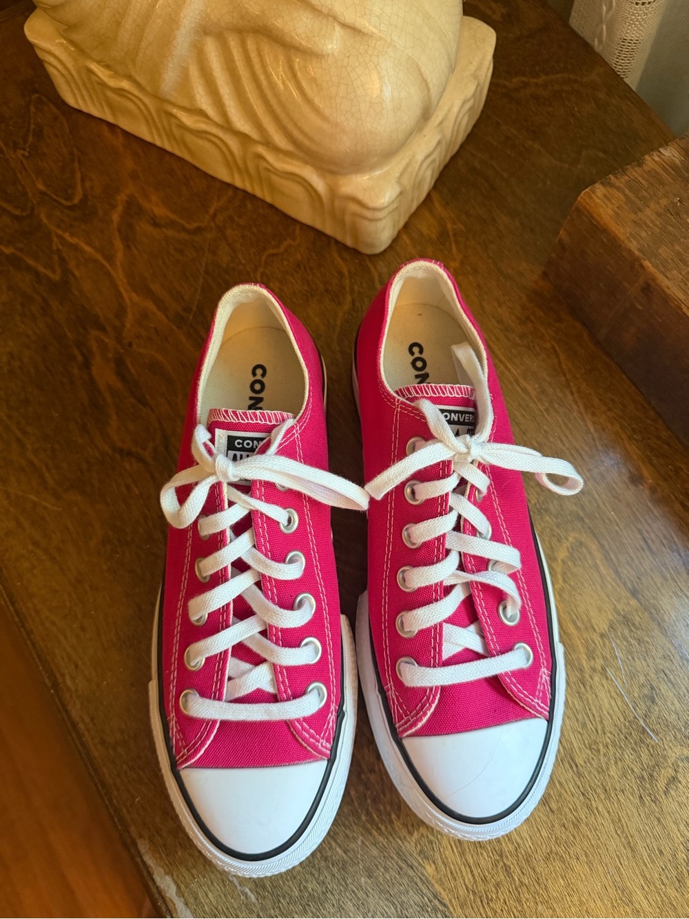 Converse Pink Low-Top Canvas Sneakers with White Trim